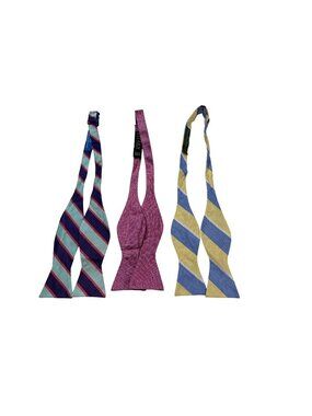 Three Designer Mens Adjustable Bow Ties By Lauren Bird Dog Bay & Southern Tide